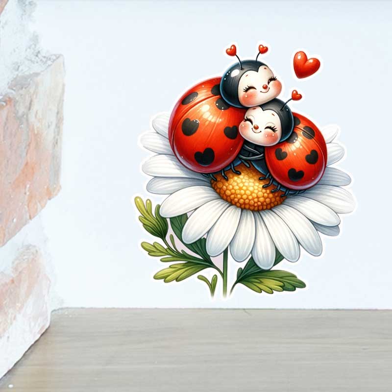 Cute Ladybug Wall Stickers Liv - Pvc Panel Background บทวิจารณ์และราคา
