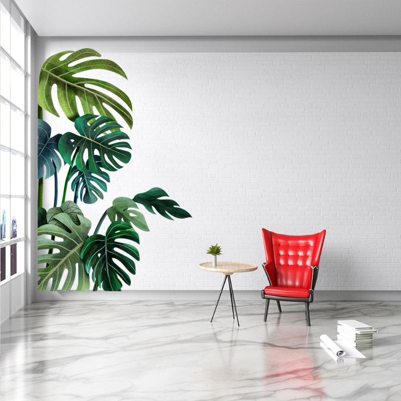 Large Nordic Green Leaf Wall S - Pvc Panel Background บทวิจารณ์และราคา