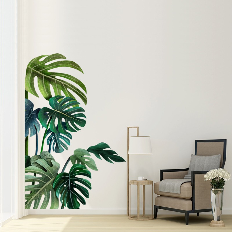 Large Nordic Green Leaf Wall S - Pvc Panel Background บทวิจารณ์และราคา