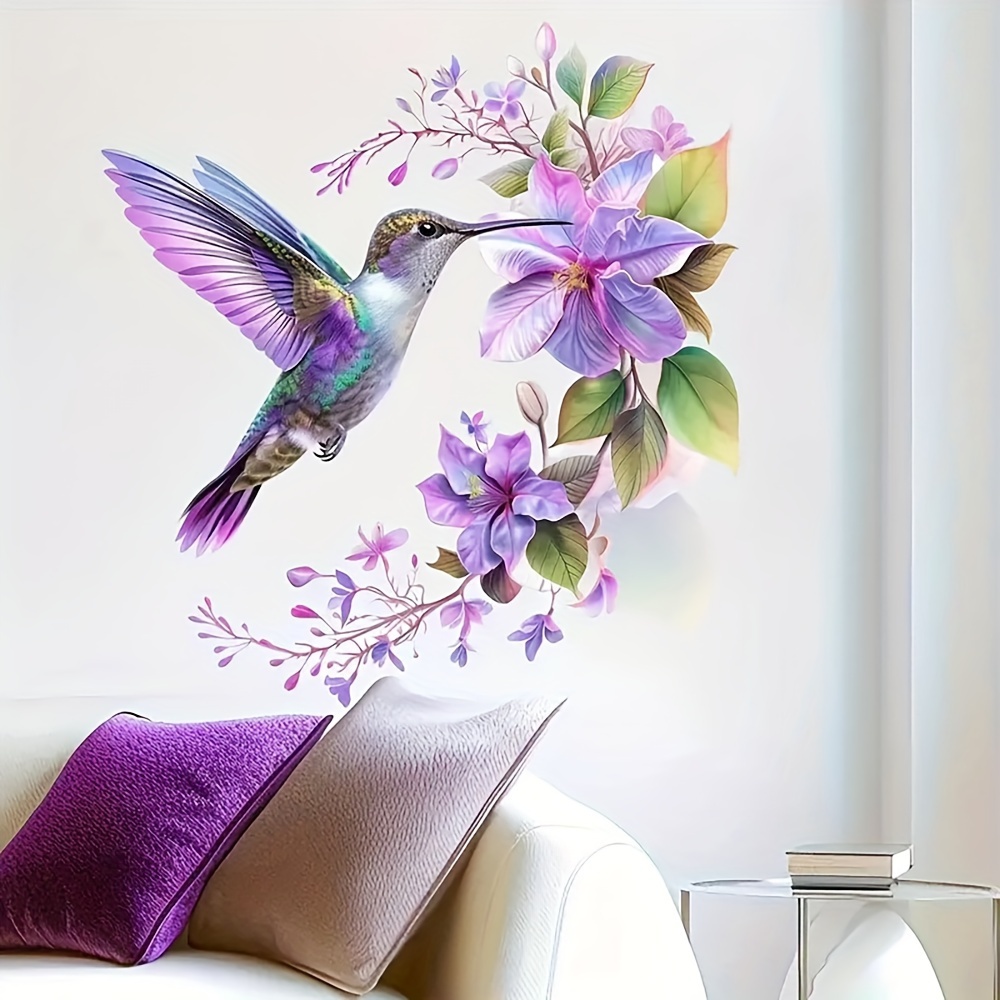 1 Purple Flower and Hummingbir - Pvc Panel Background บทวิจารณ์และราคา