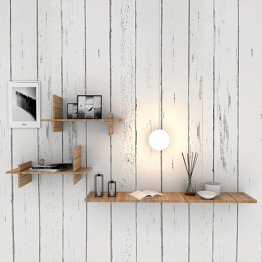 Retro Style White Wood Grain M - Pvc Panel Background บทวิจารณ์และราคา