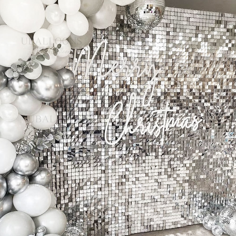 Silver Sequin Wall Backdrop Pa - Pvc Panel Background บทวิจารณ์และราคา